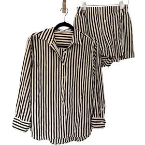 Because of Alice boa. XS/S Black Cream Striped Oversized Shirt Boxer Shorts Set
